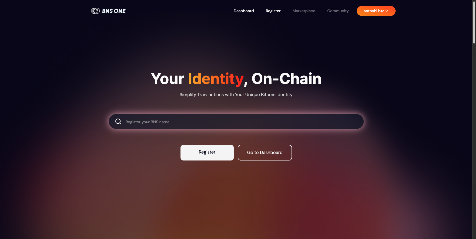 BNS One homepage