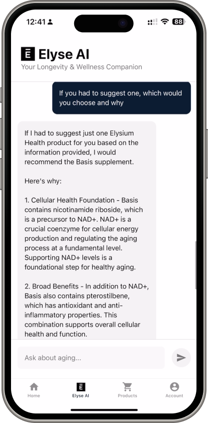 Elyse AI chat with product recommendation